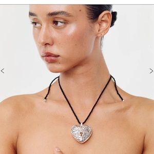 With Jean large heart necklace. As seen on Emrata. Worn once